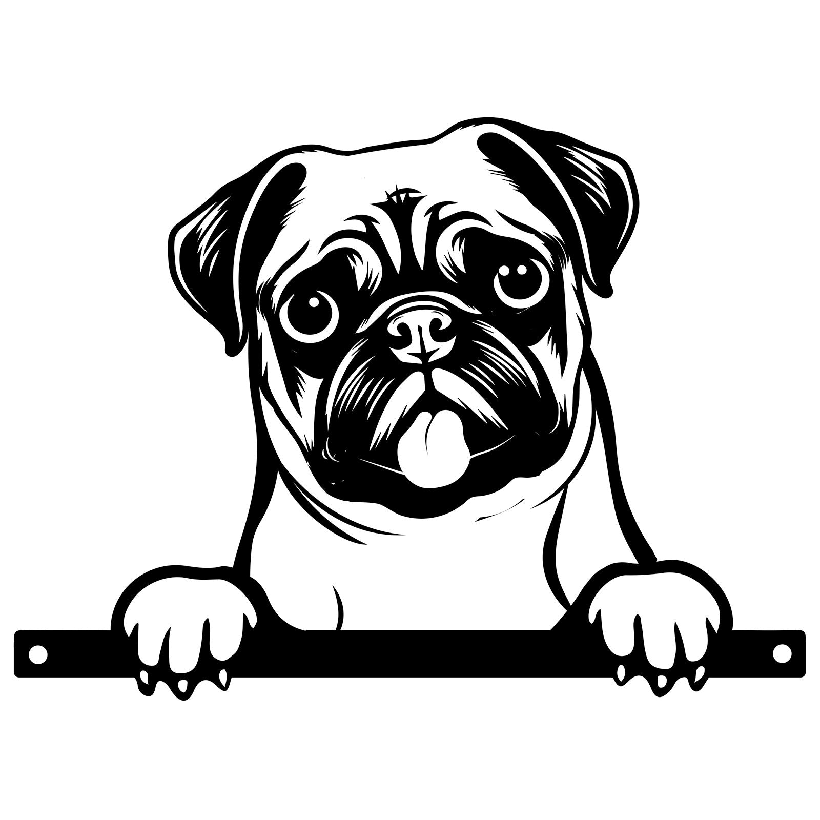 Black Metal Peeking Pug Fence Topper