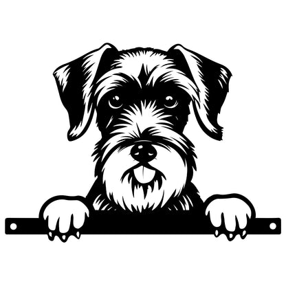 Black Metal Peeking Schnauzer Fence Topper
