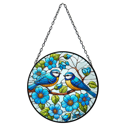 Hanging Stained Glass Blue Tit Suncatcher