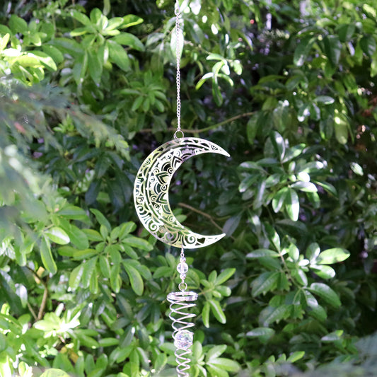 Stainless Steel Moon Spiral Wind Spinner