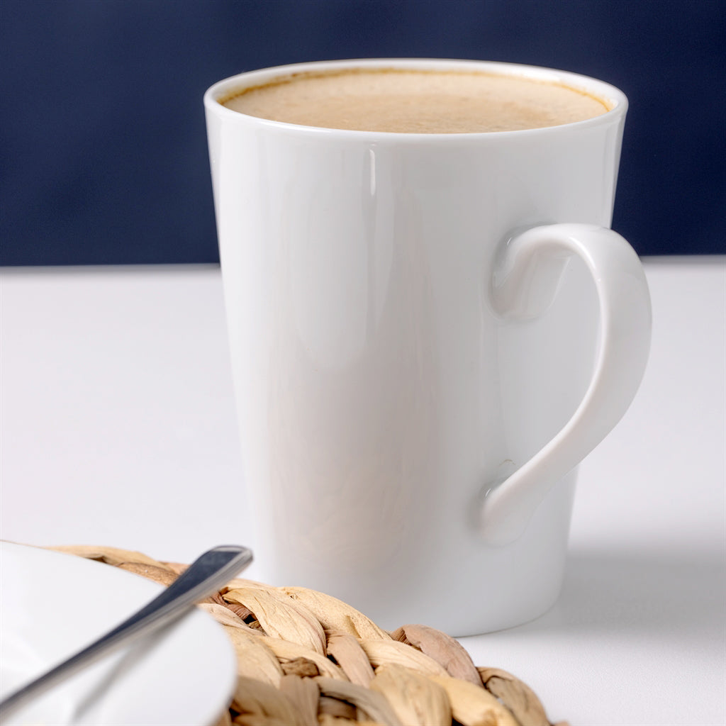 Set Of 2 White Porcelain Conical Mugs 350ml