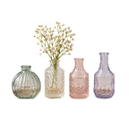 Set Of 4 Pastel Glass Posy Bottle Vases