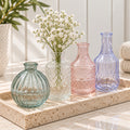 Set Of 4 Pastel Glass Posy Bottle Vases