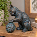 Bronze Cat Playing With Wool Ball Ornament
