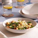 Set Of 4 White Daisy Pasta Bowls