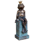 Bronze Crowned Frog On Column Ornament