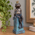 Bronze Crowned Frog On Column Ornament