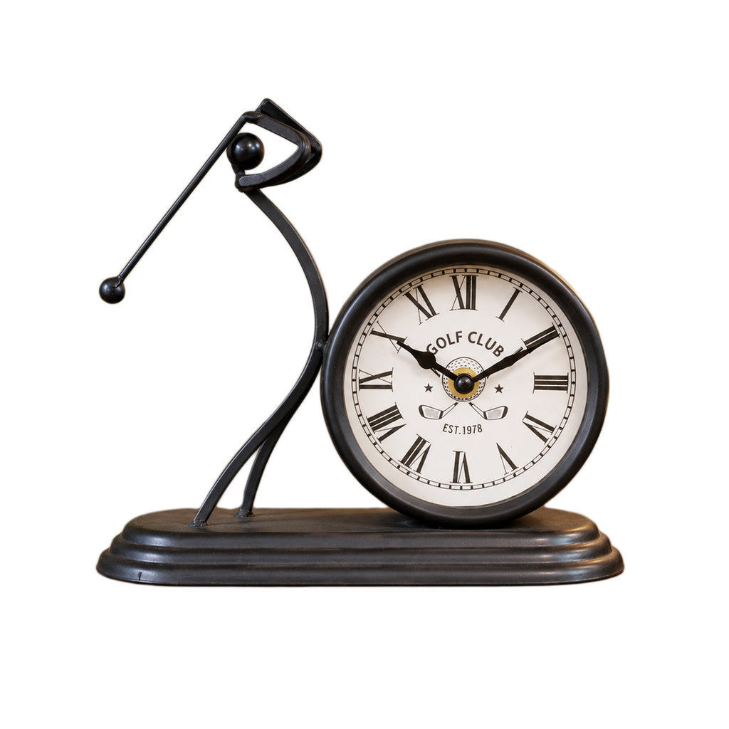 Golfer Swinging Golf Club Mantel Clock