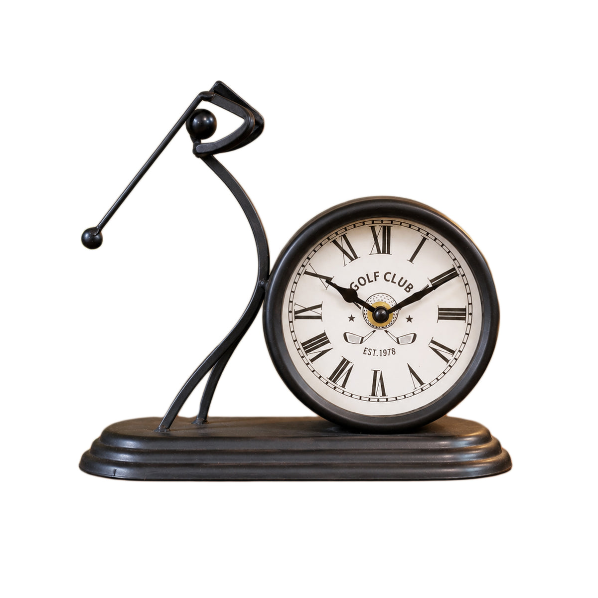 Golfer Swinging Golf Club Mantel Clock