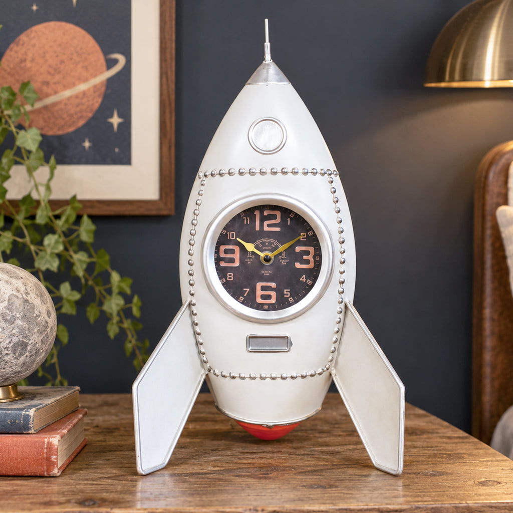 Vintage White Rocket Clock