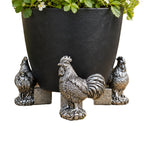 Set Of 3 Silver Cockerel Plant Pot Stands