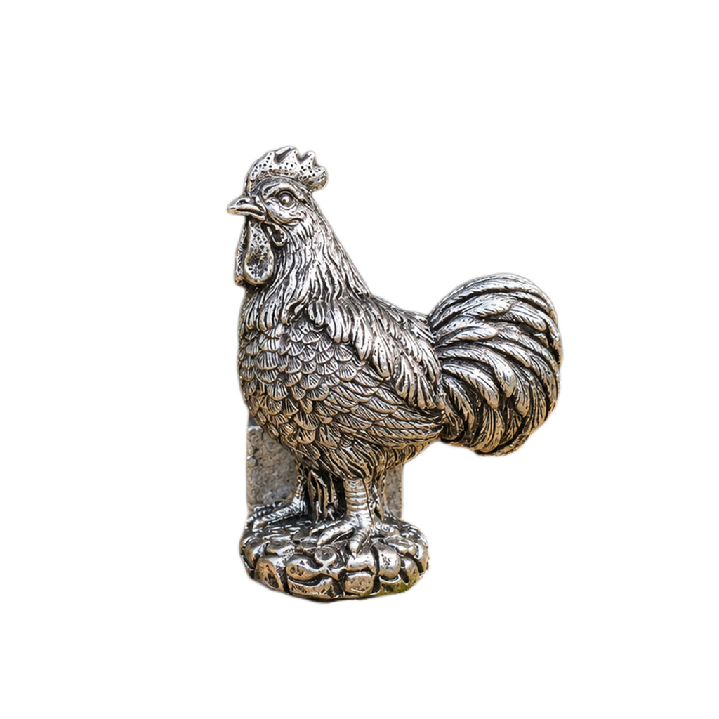 Set Of 3 Silver Cockerel Plant Pot Stands