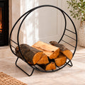 Black Round Metal Fireside Log Holder