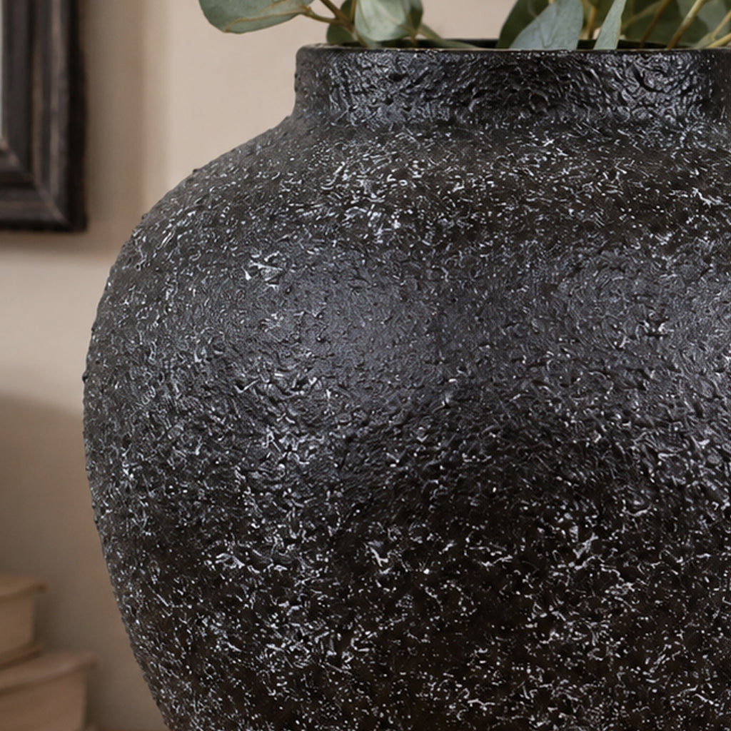 Black Textured Metal Vase