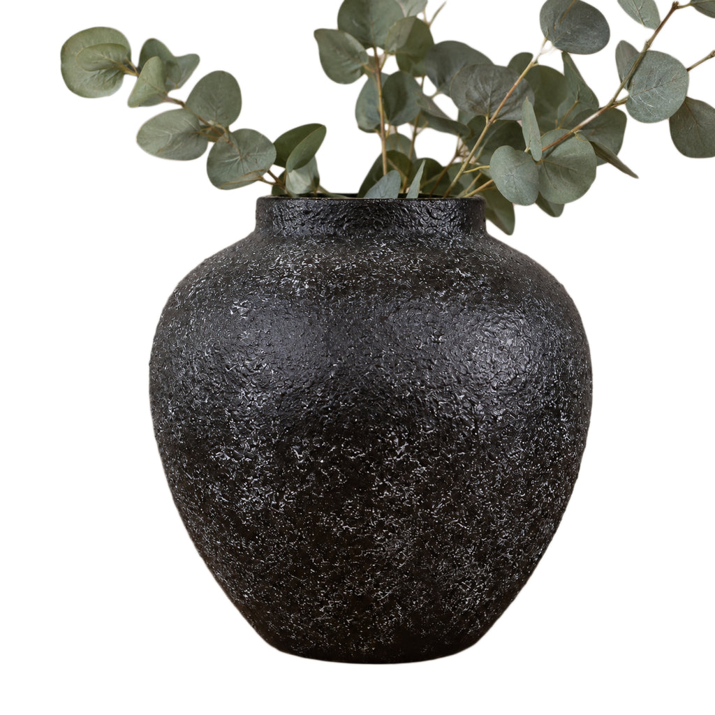 Black Textured Metal Vase