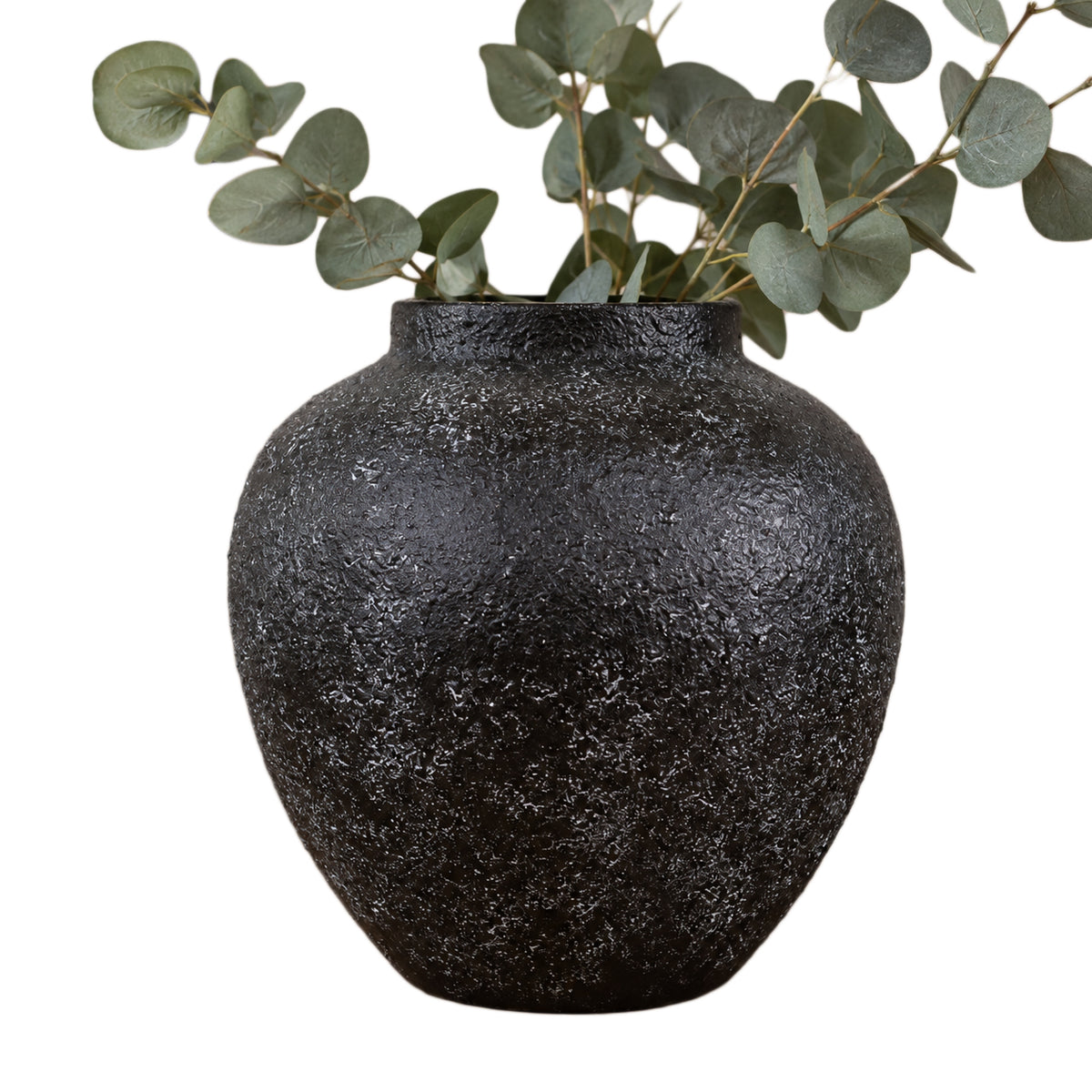 Black Textured Metal Vase