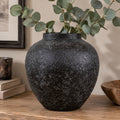 Black Textured Metal Vase