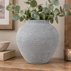 Grey Textured Metal Vase