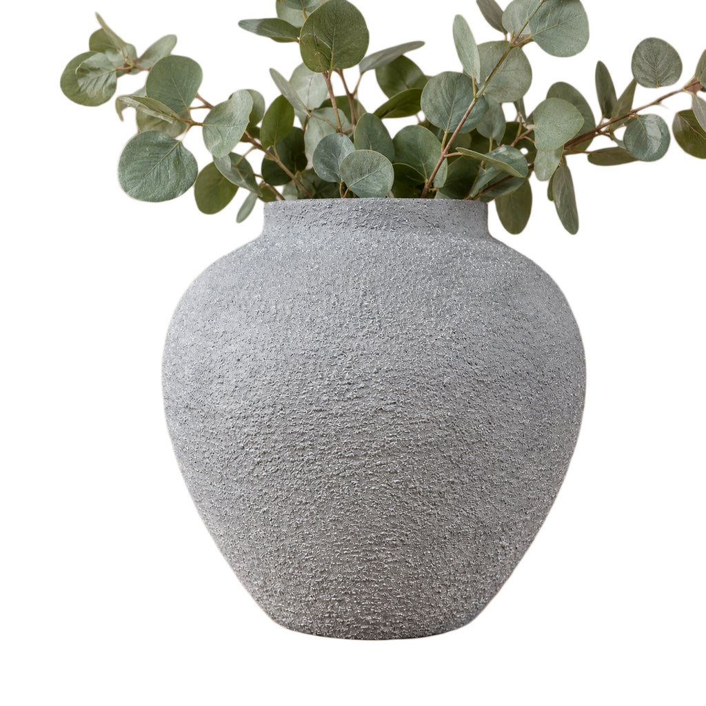 Grey Textured Metal Vase
