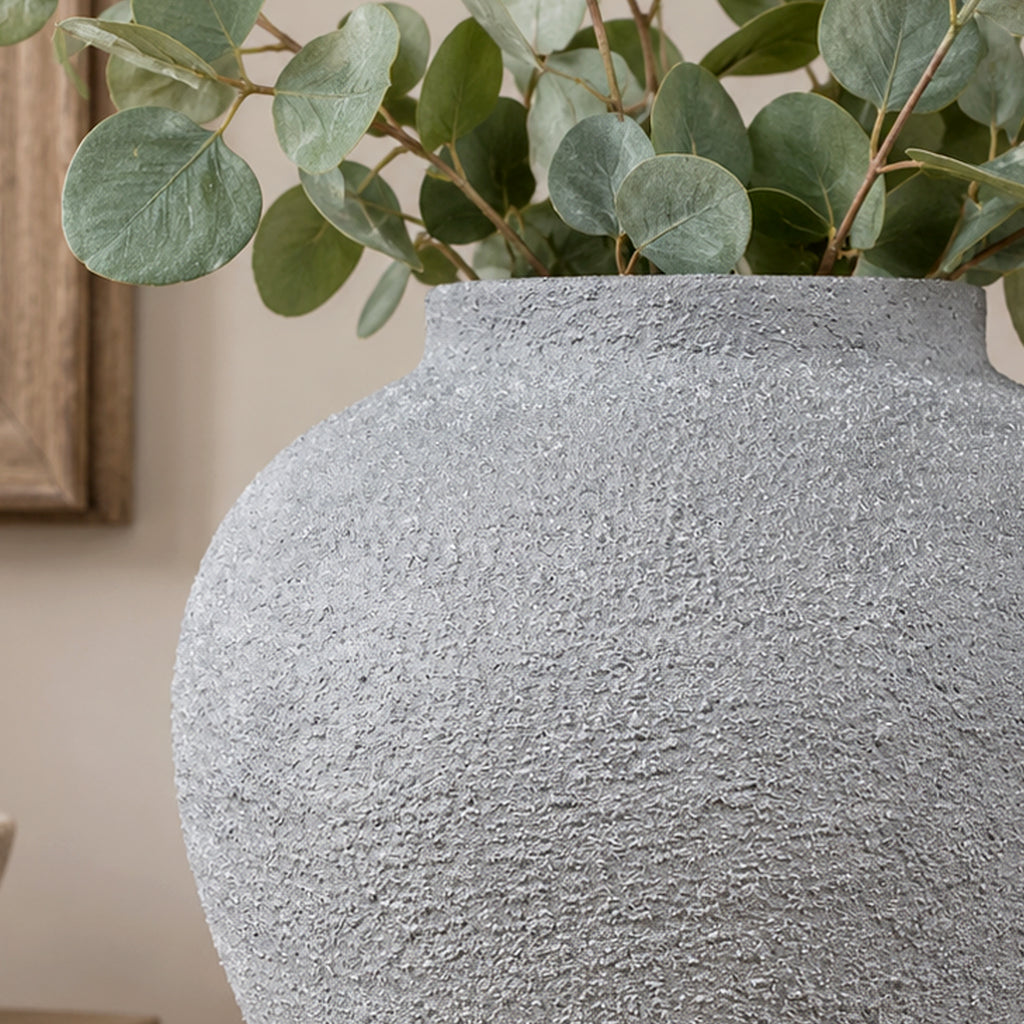 Grey Textured Metal Vase