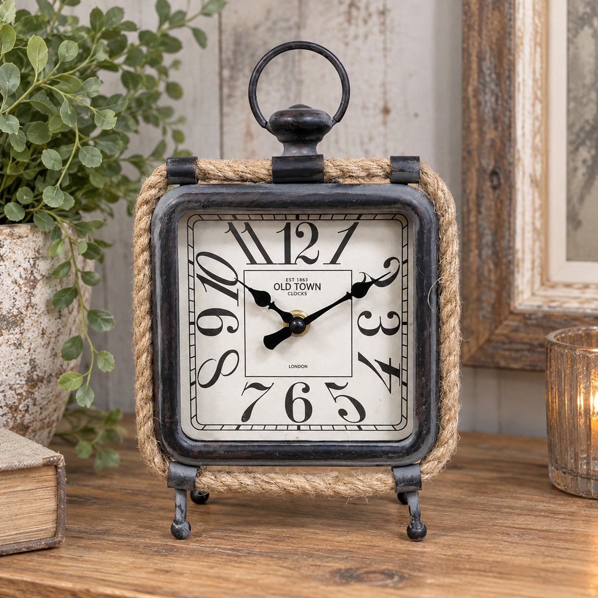 Vintage Square Rope Mantel Clock