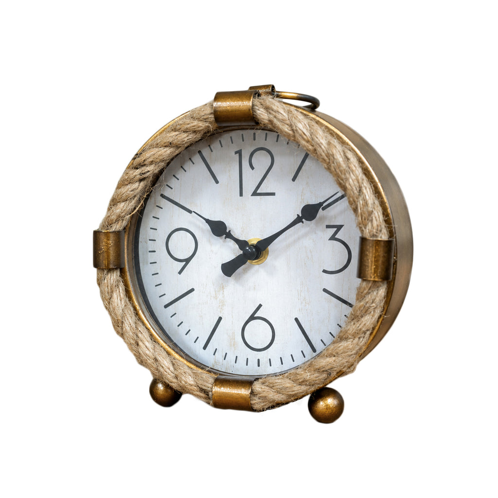 Vintage Gold Round Rope Mantel Clock
