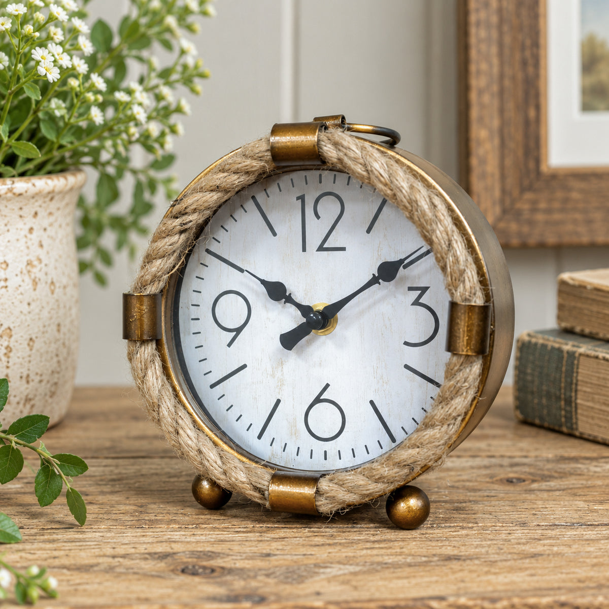 Vintage Gold Round Rope Mantel Clock