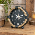 Black Nautical Rope Compass Mantel Clock