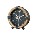 Black Nautical Rope Compass Mantel Clock