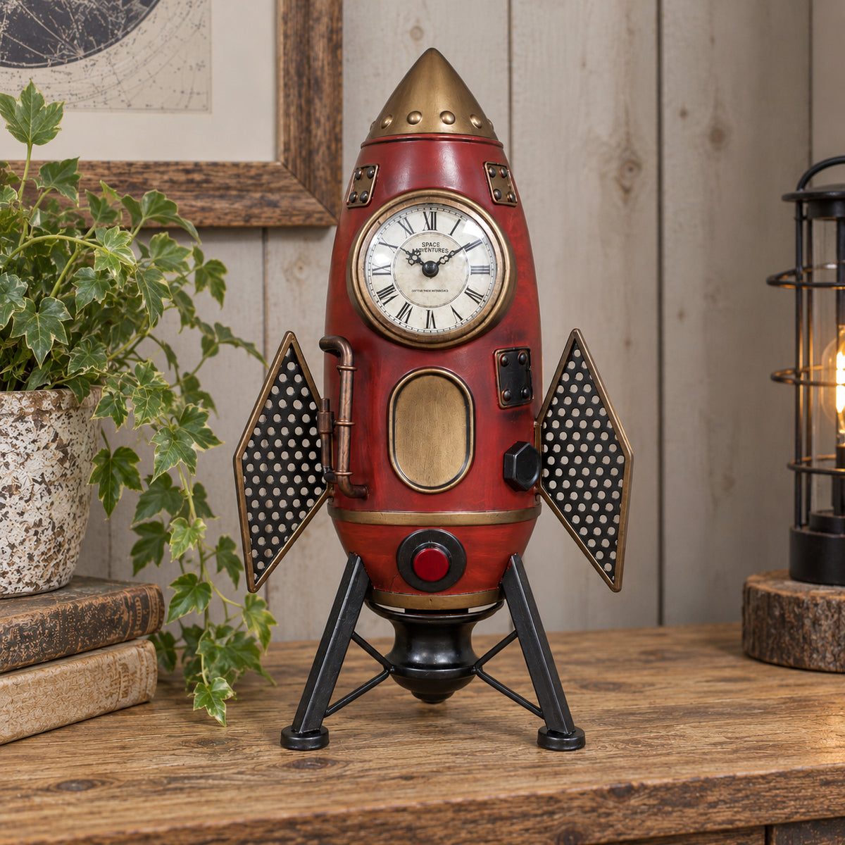Vintage Red Rocket Clock