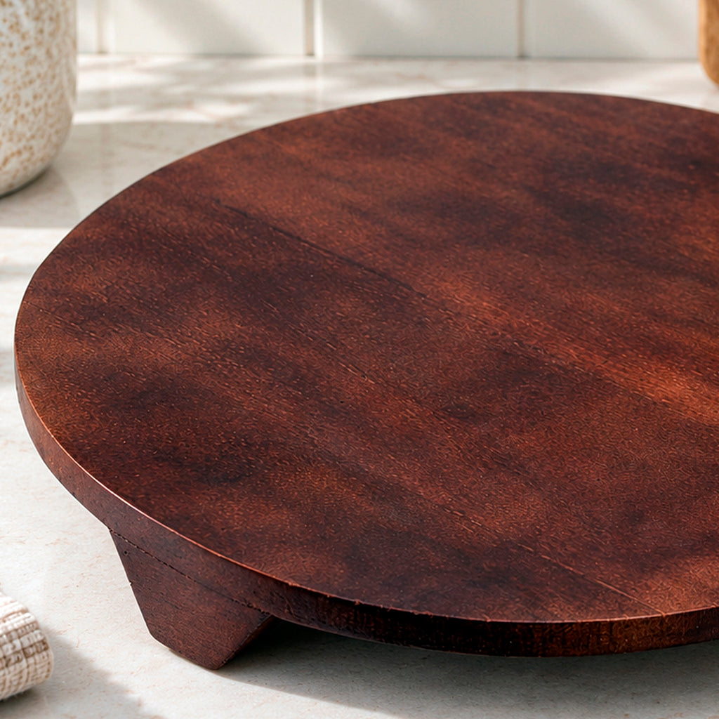 Dark Brown Mango Wood Pedestal Board