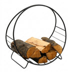 Black Round Metal Fireside Log Holder