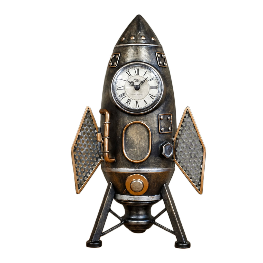 Vintage Metal Rocket Mantel Clock