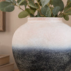 Pink White & Black Ombre Textured Metal Vase