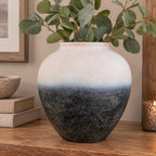 Pink White & Black Ombre Textured Metal Vase