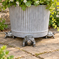 Set Of 3 Silver Tortoise Plant Pot Stands