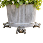 Set Of 3 Silver Tortoise Plant Pot Stands