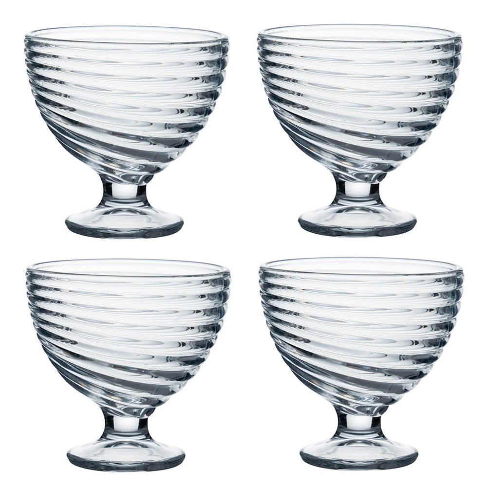 Set Of 4 Swirl Glass Sundae Dishes