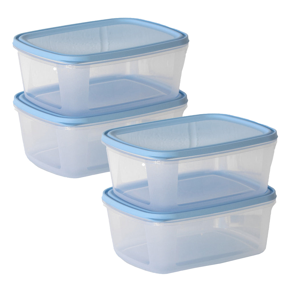 Set Of 4 Essential Blue Lid 3L Food Containers