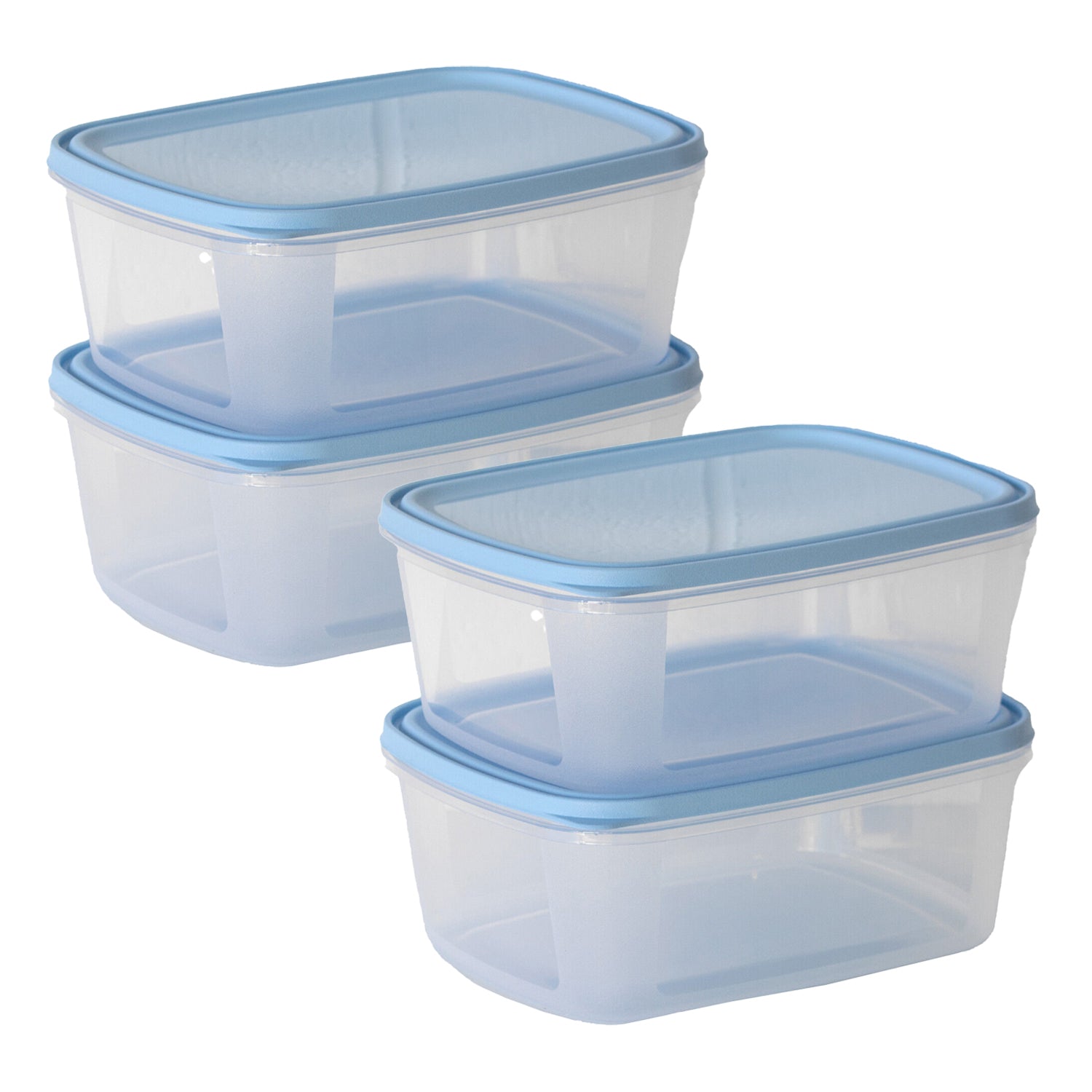 Set Of 4 Essential Blue Lid 3L Food Containers