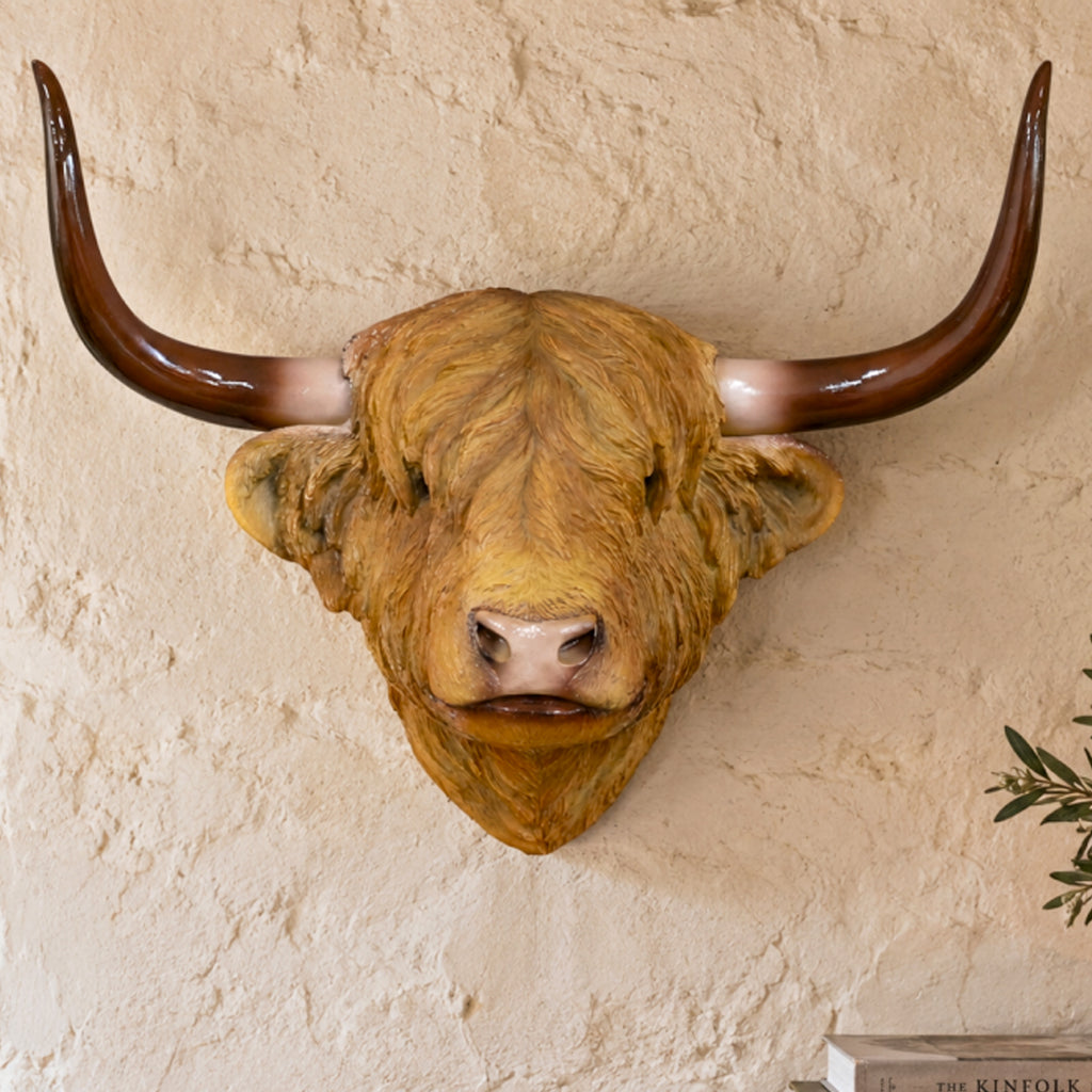 Large Brown Highland Cow Head Wall Decor