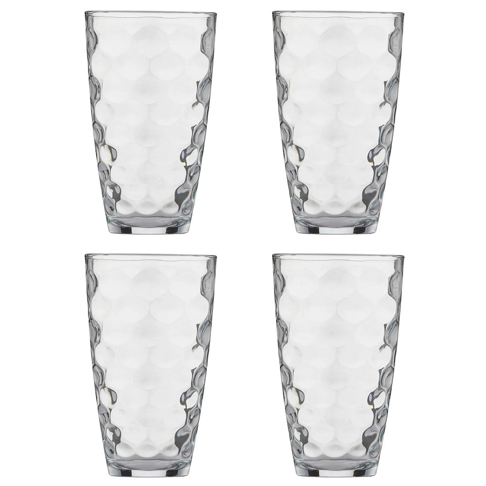 Set Of 4 Tall Dimple Hi Ball Glasses