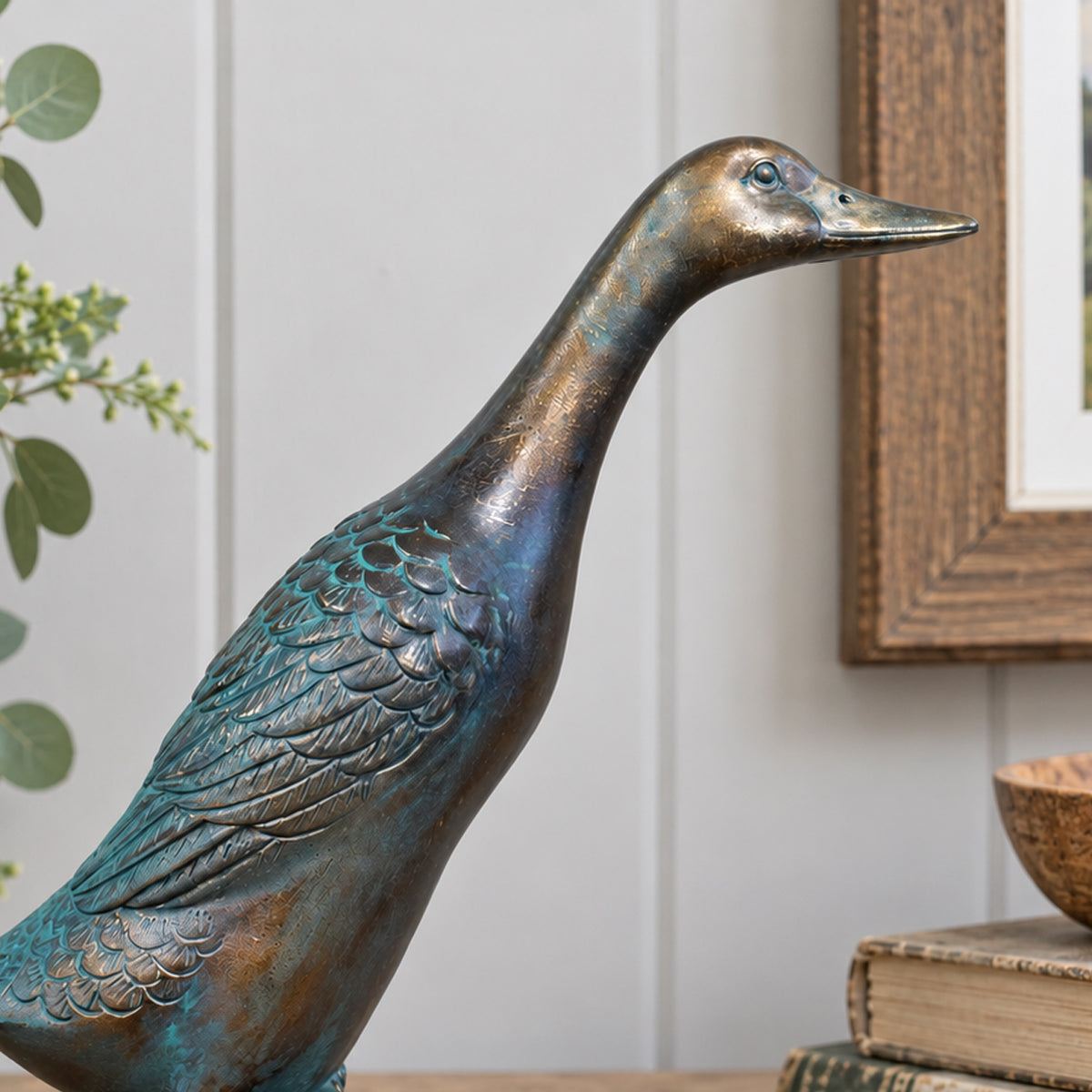 Verdigris Bronze Resin Duck Ornament