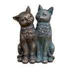 Antique Verdigris Bronze Pair Of Cats Ornament
