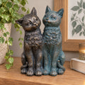 Antique Verdigris Bronze Pair Of Cats Ornament