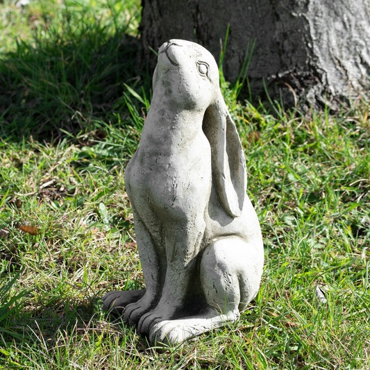 Mondblickende Hasen-Gartenskulptur aus Stein