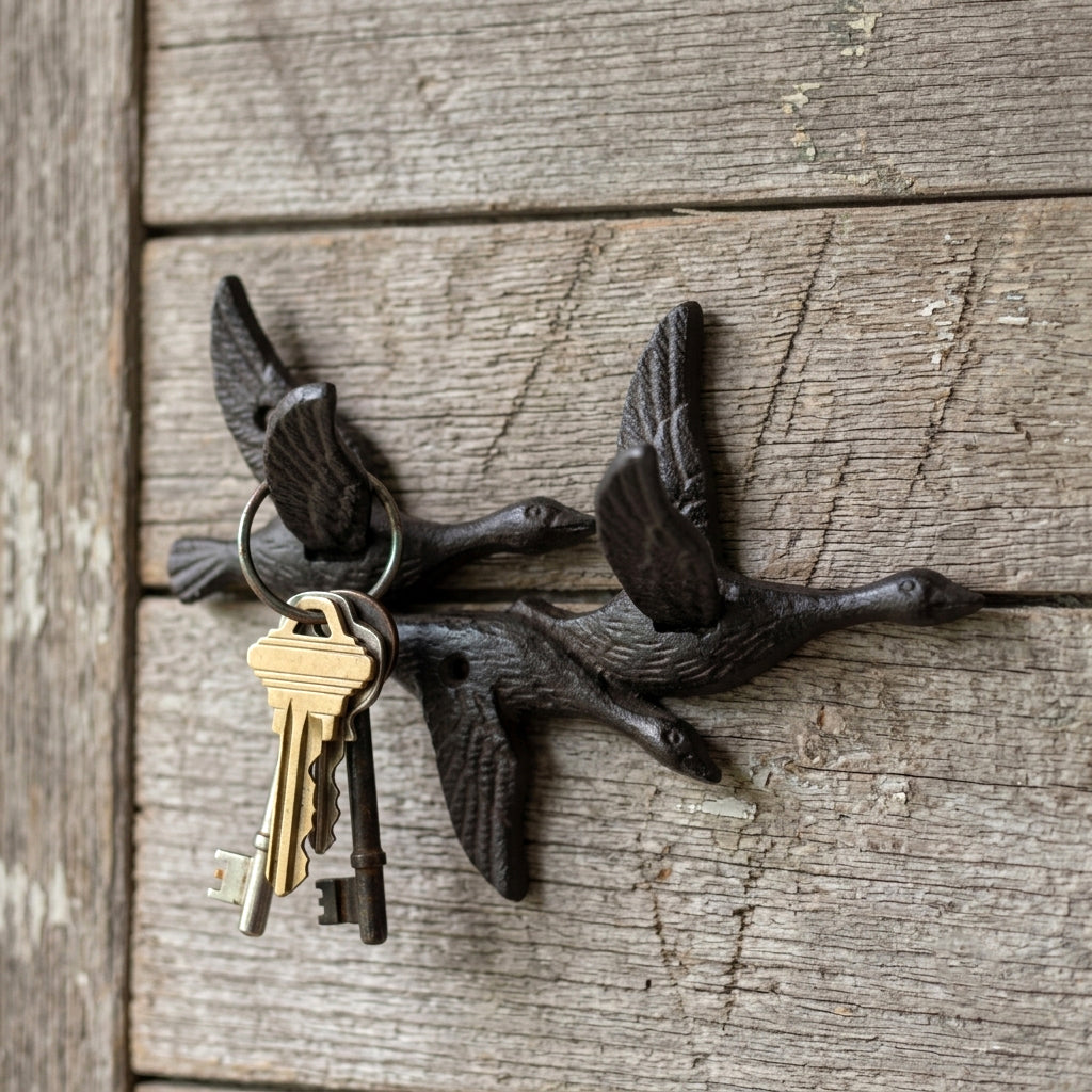 Small Cast Iron Flying Bird Coat Hooks