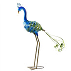 Blue Metal Peacock Garden Ornament
