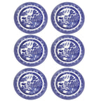 Set Of 6 Ceramic Blue Willow Dinner Plates 27cm