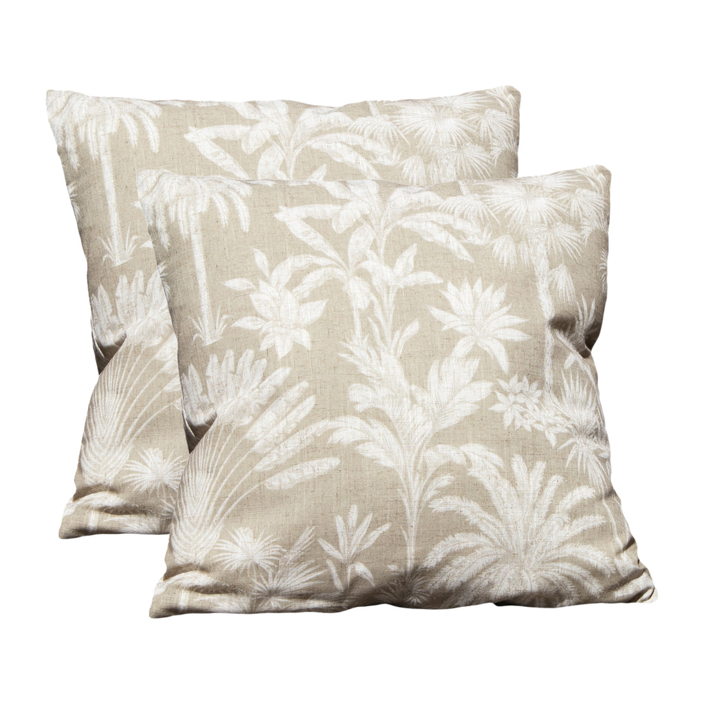 Set Of 2 Brown Floral Outdoor Cushions
